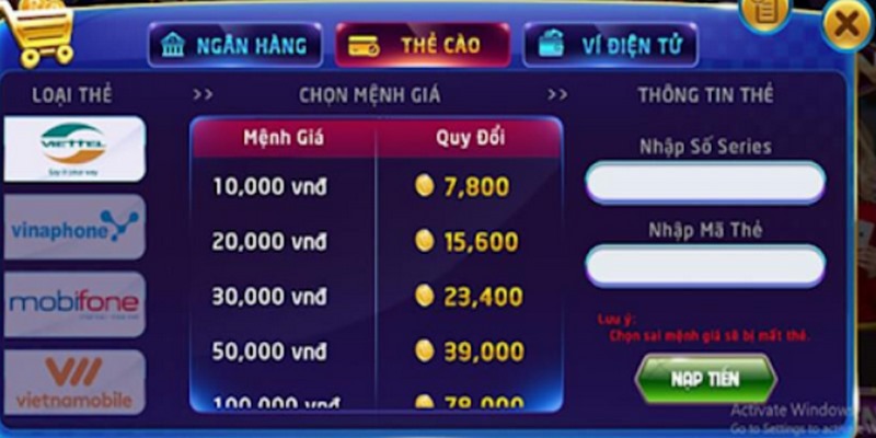 Nạp tiền Tyboi thẻ cào là một phương thức tiện lợi cho game thủ